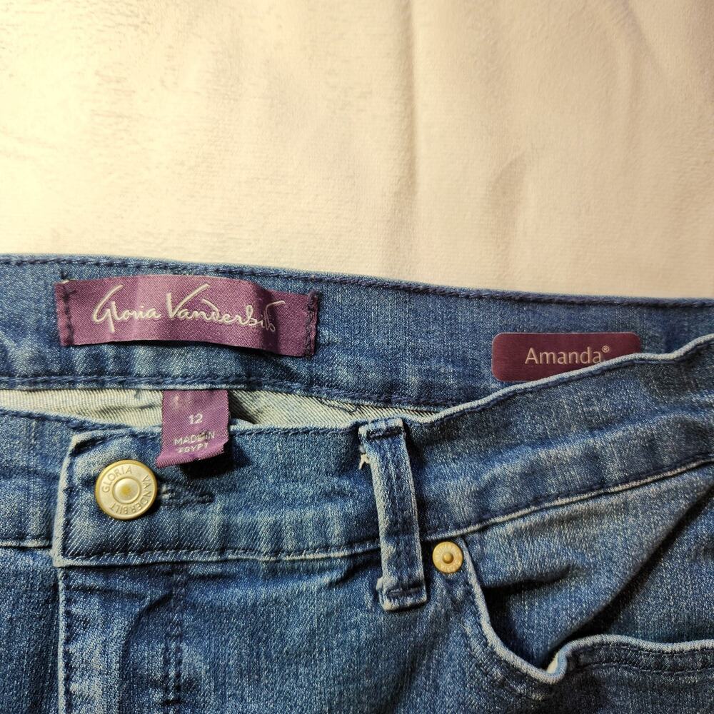 Gloria Vanderbilt Amanda Jeans Size 12 Short Blue Straight Leg Mid Rise Denim